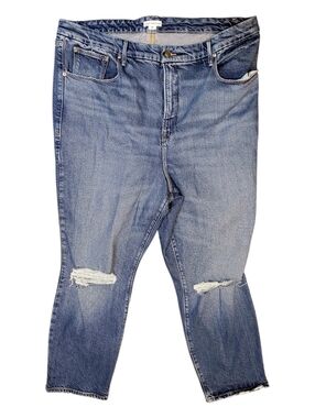 Good American Distriessed Curve GCL220T good Classic Indigo Jeans 22 Waist 42"